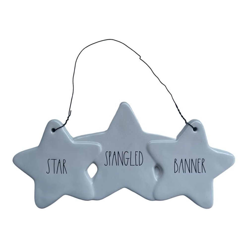 Rae Dunn Star‎ Spangled Banner Ceramic Wall Hanging Decor Patriotic